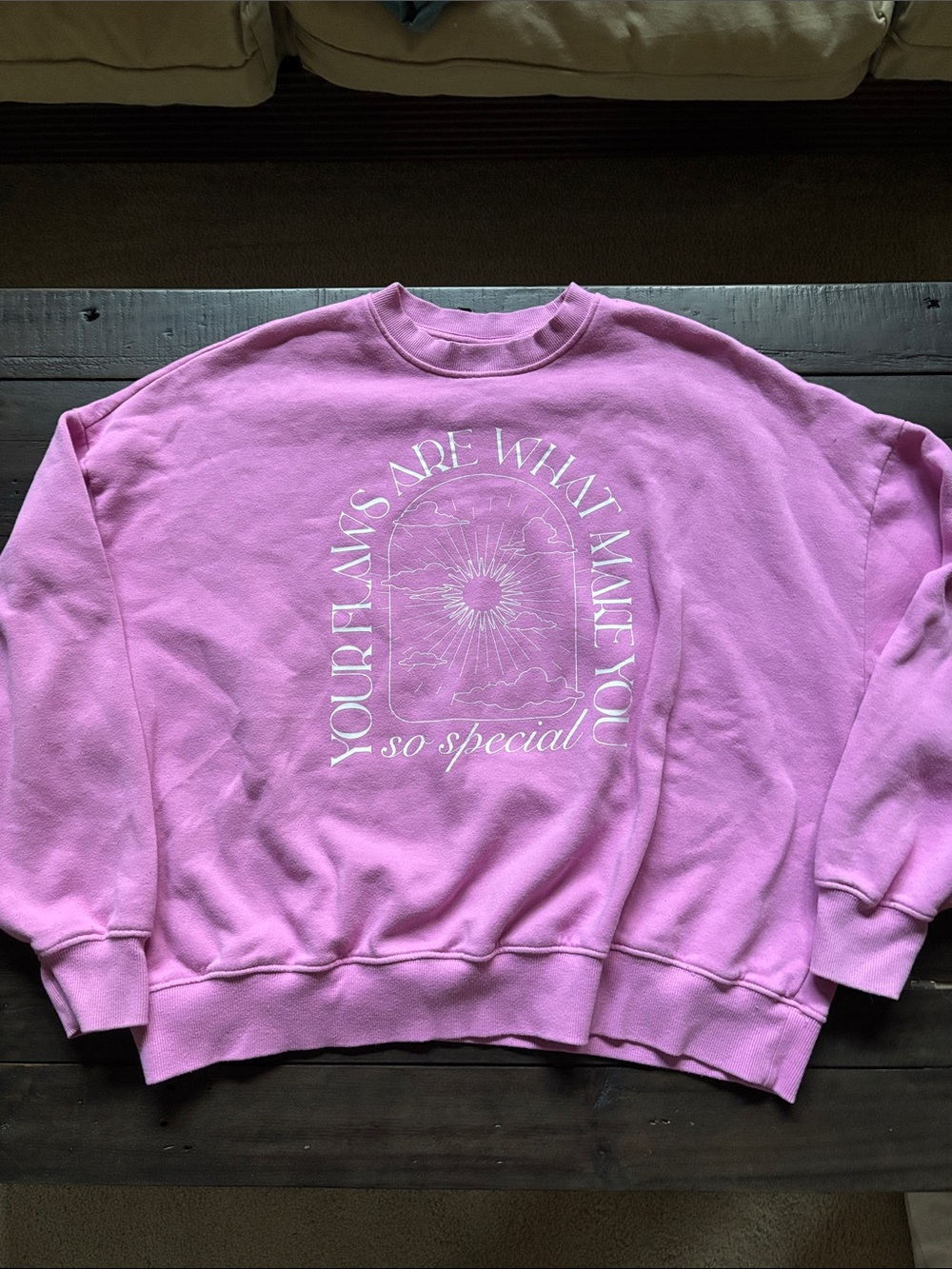 PacSun one size pink graphic sweatshirt oversized positivity